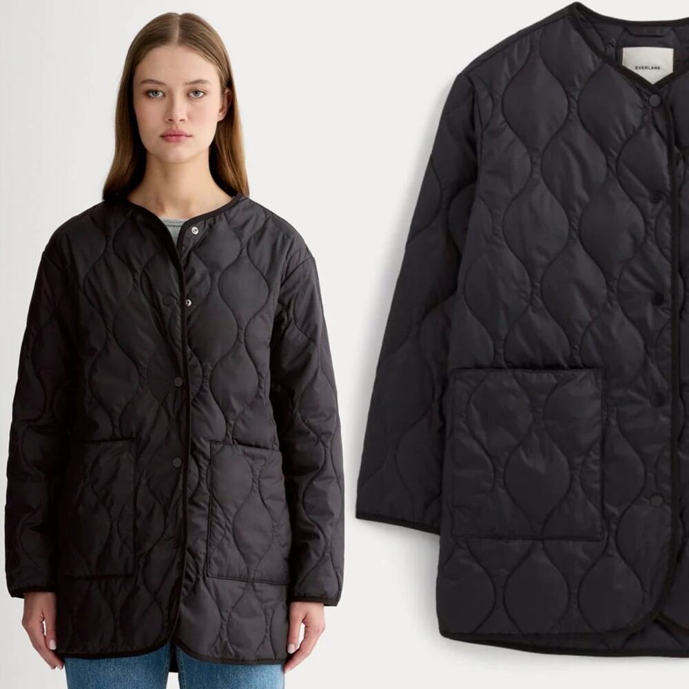 Everlane Quilted Liner Jacket Womens XS Black Lightweight Recycled Puffer New